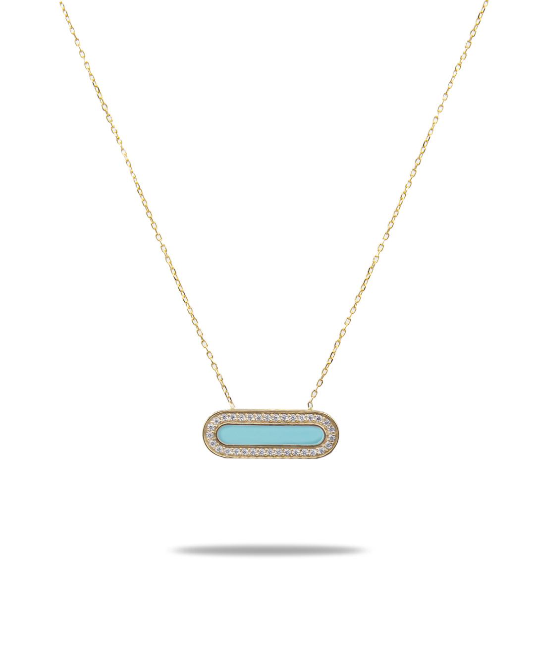 NE0051-1.jpg آویز بیضی فیروزه ای - Image 1