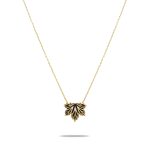 گردنبند مینا کاری طرح برگ مشکی و طلایی